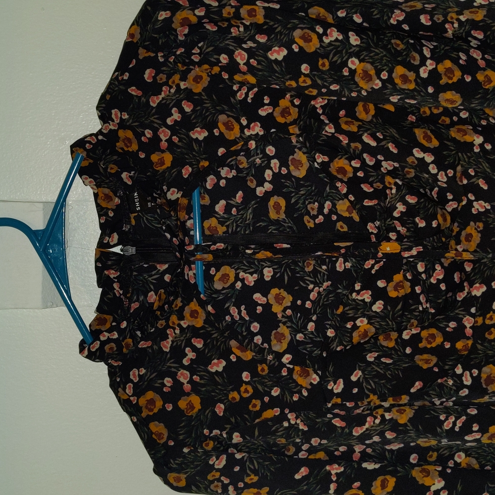 SheIn Floral Dress , Medium , black base with yellow and pink